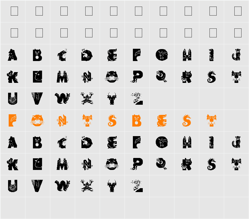 Animal Alphabet Character Map