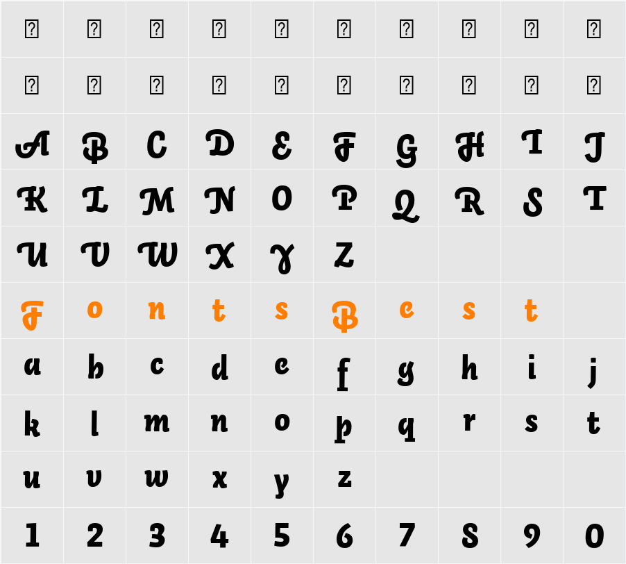 Auto 3 LF Character Map