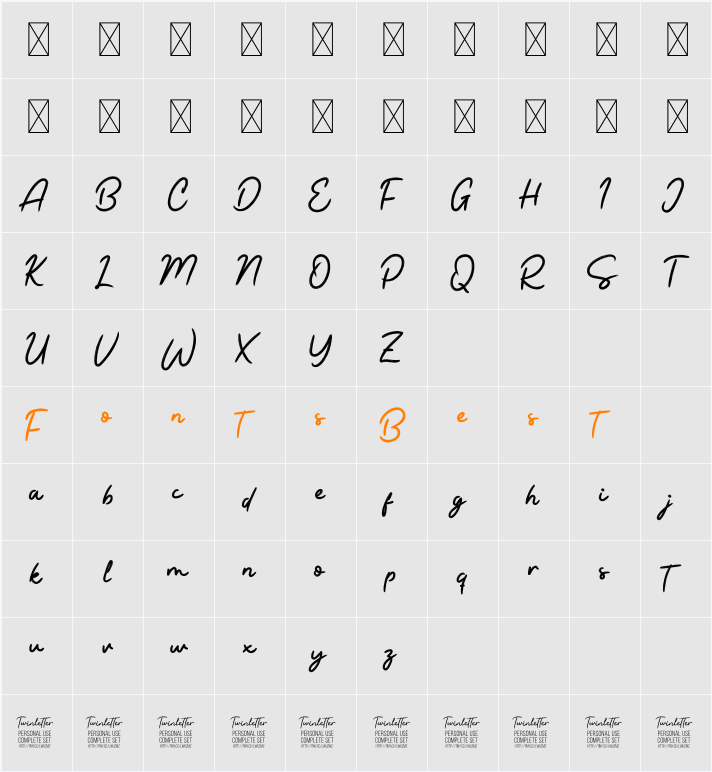 Baginda Personal Use Character Map