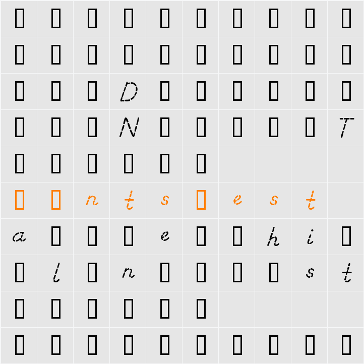 Dashed Italic Sample Character Map