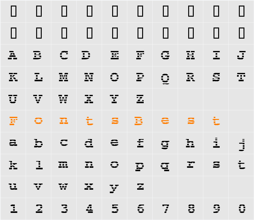 Chisel-Striped Character Map