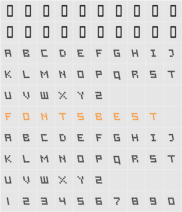 Fixier Dot 1 Oblique Character Map