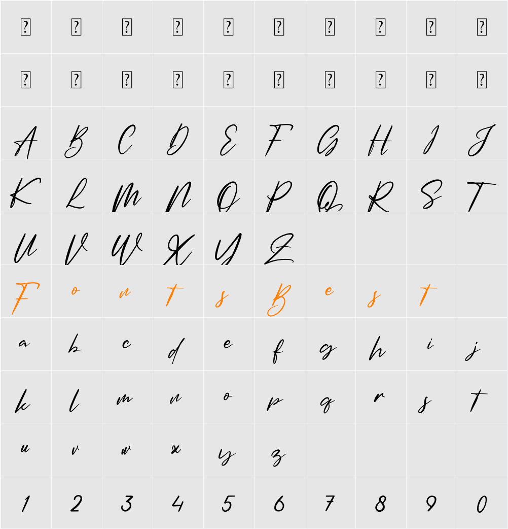 Amsterdam Signature Character Map