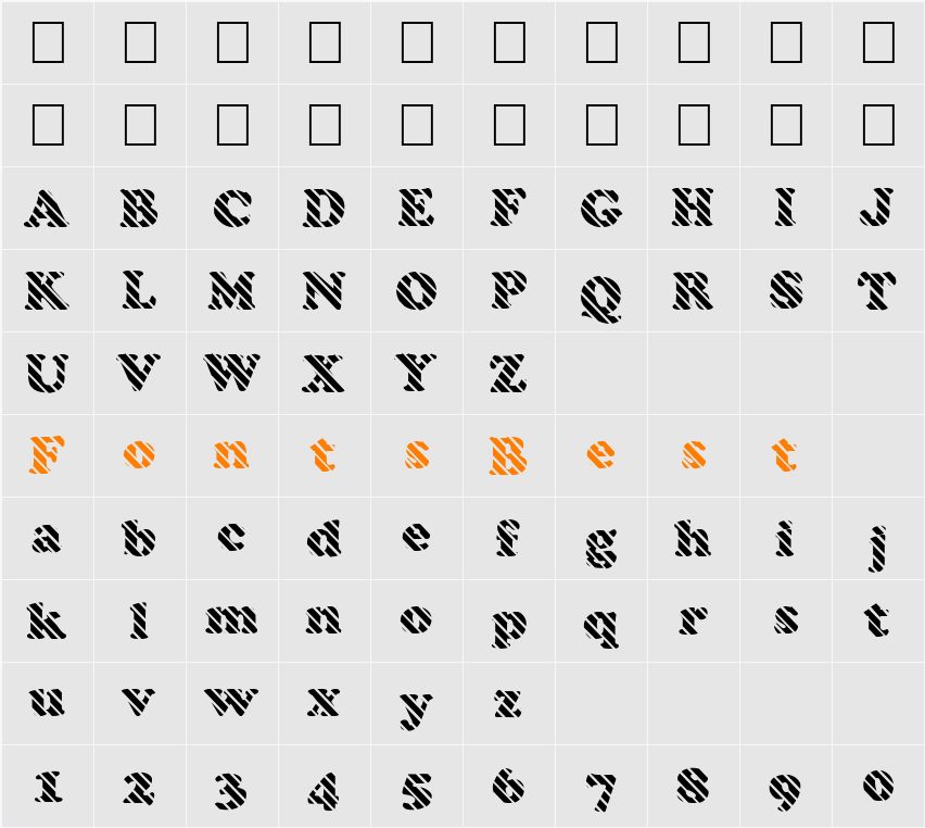 FZ ROMAN 4 STRIPED Character Map