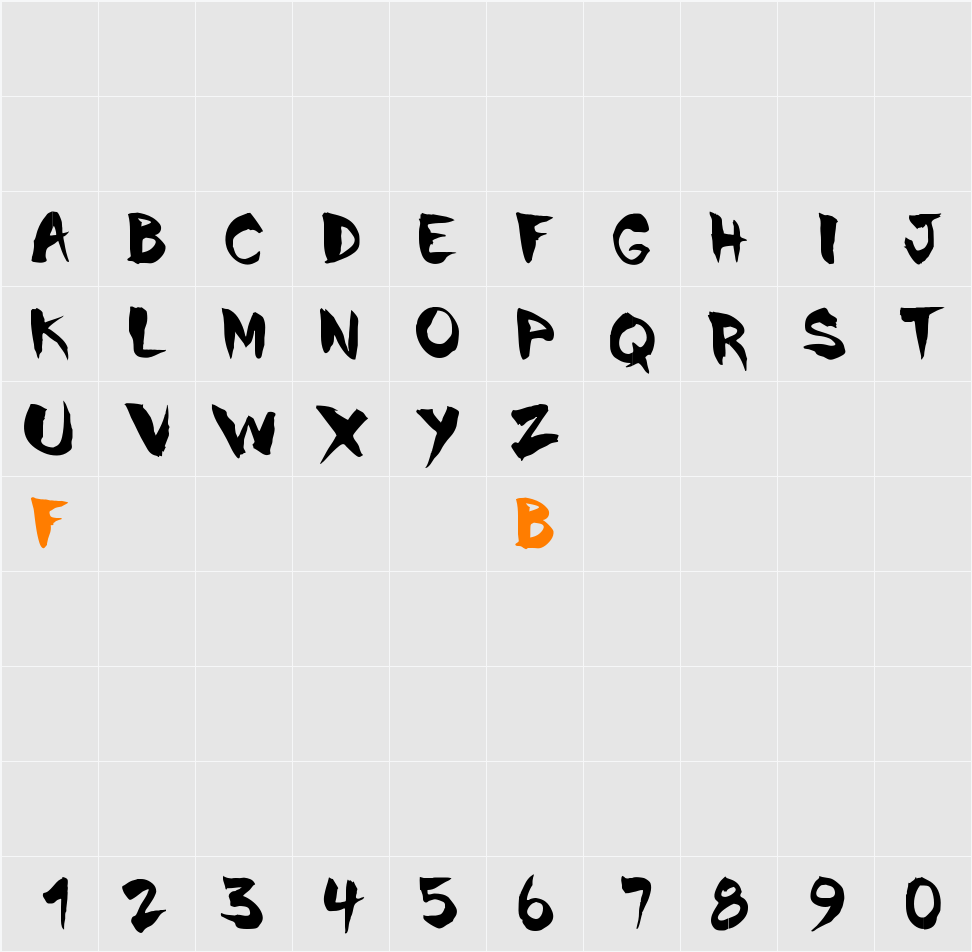 Chinela Brush Character Map