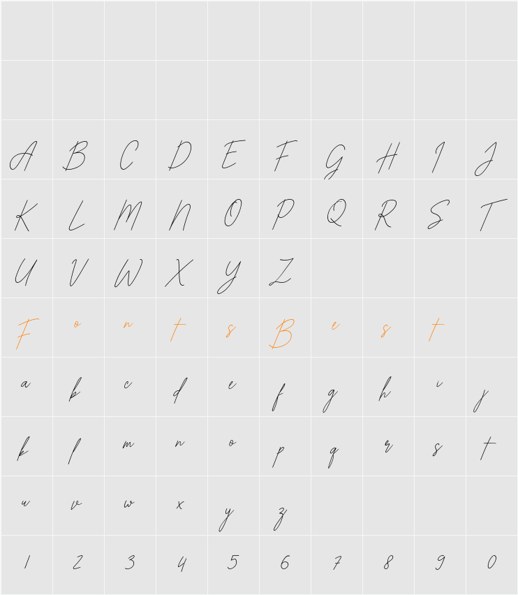 Alexander Lettering Character Map