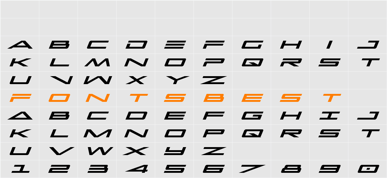 Capella Expanded Italic Character Map