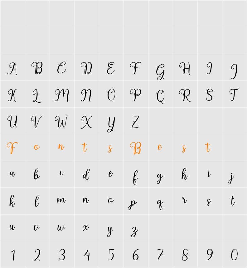 Esmeralda Script Character Map