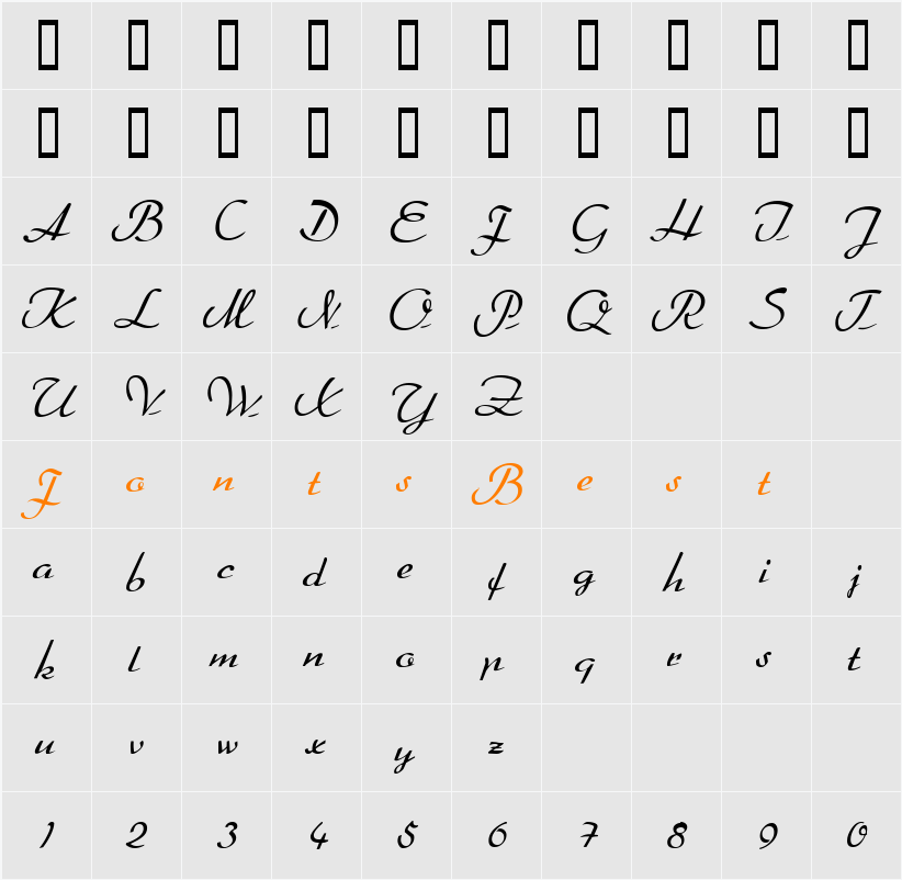 Arabella Character Map