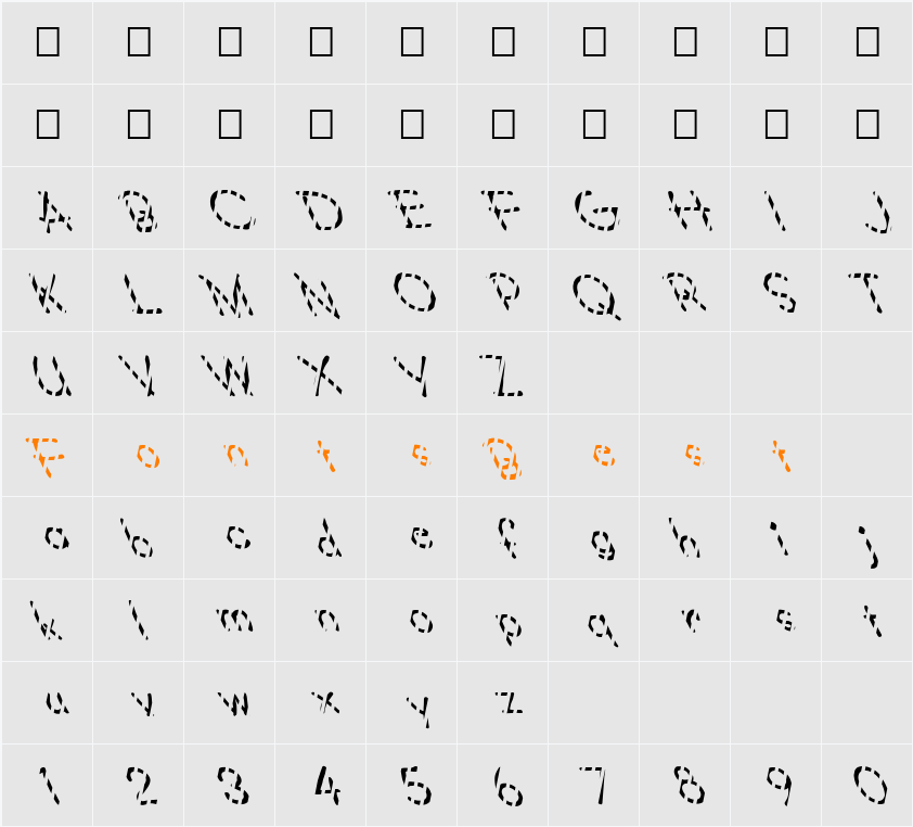 FZ JAZZY 34 STRIPED LEFTY Character Map