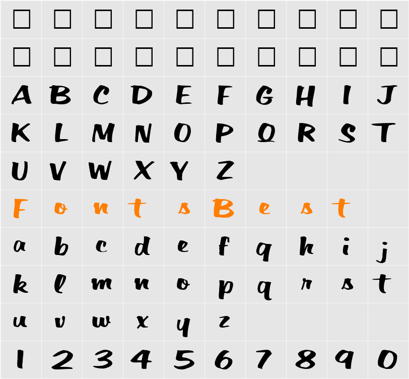 Big Sky ttnorm Character Map