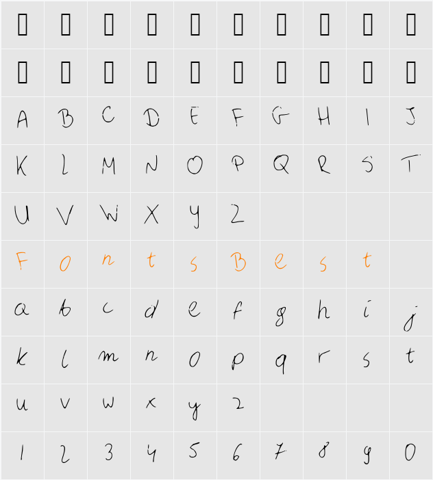 ApplauseFont Character Map