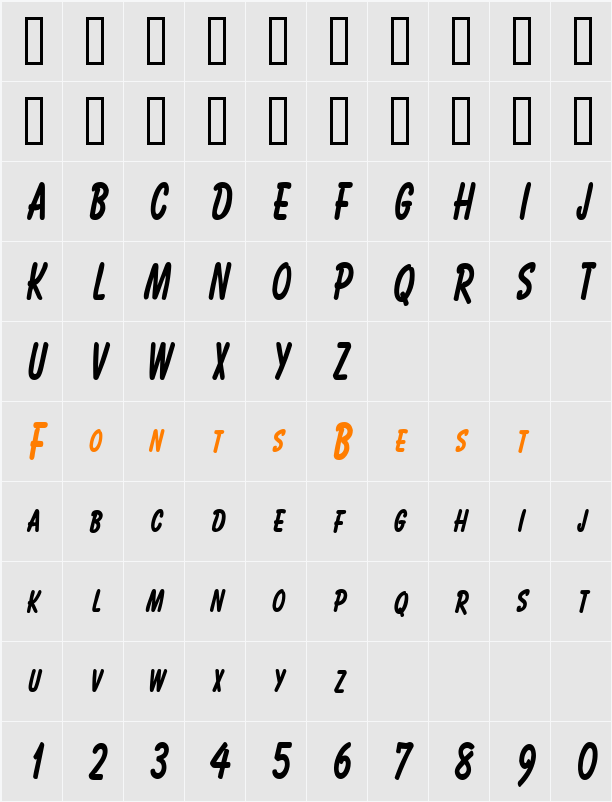 Bassett Thin Character Map