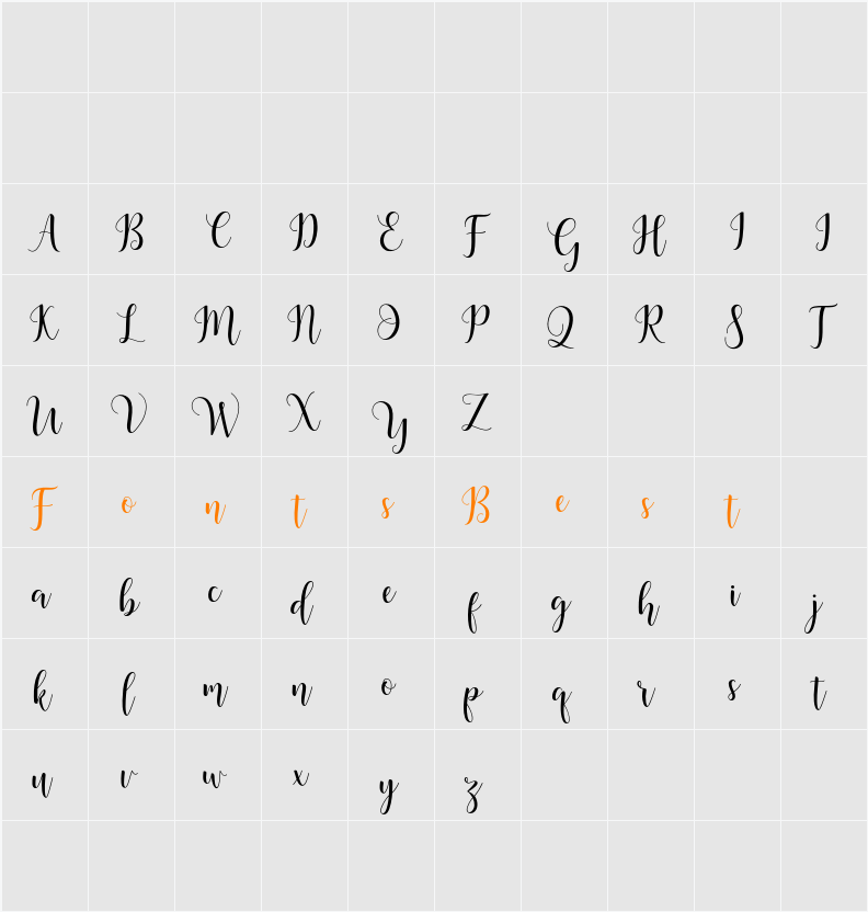 Madelina Script Character Map