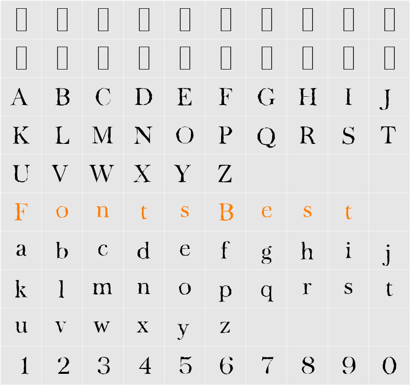 BaskervilleAntique-Light Character Map