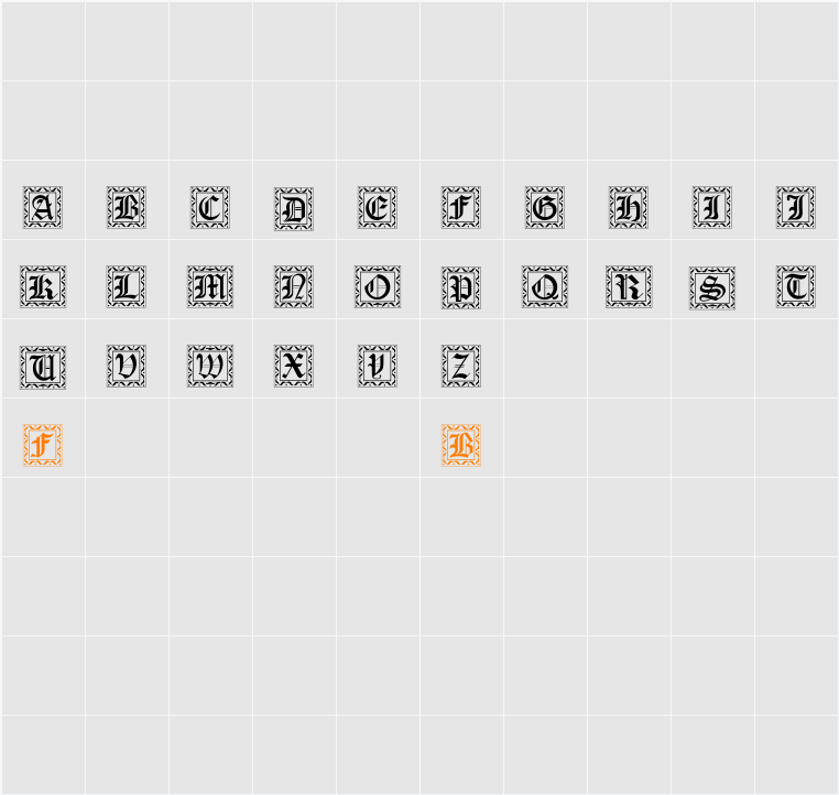 Drop Caps Character Map