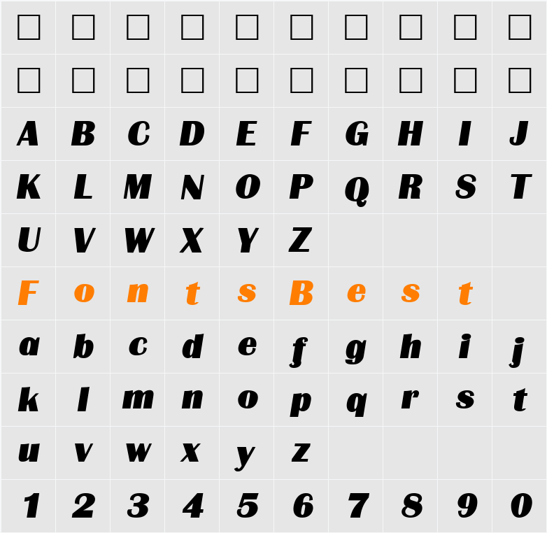 BastionItal Character Map