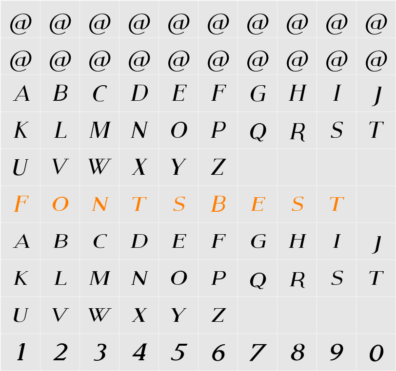 Modern Serif Character Map