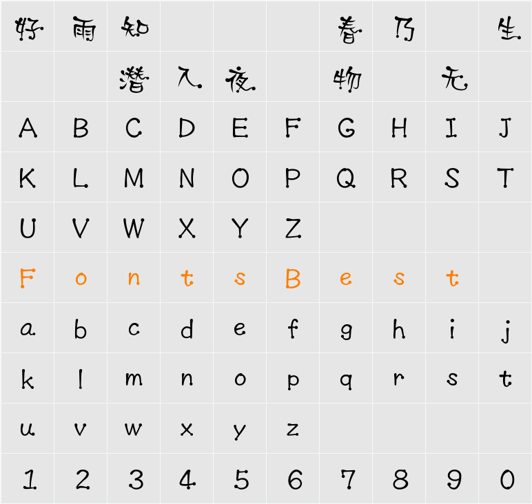 DFPTouW4-B5 Character Map