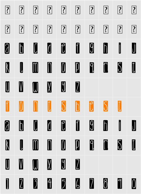 DJB Lemon Head Blocked Character Map
