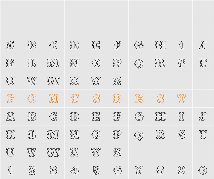 CircustimeOutline Character Map