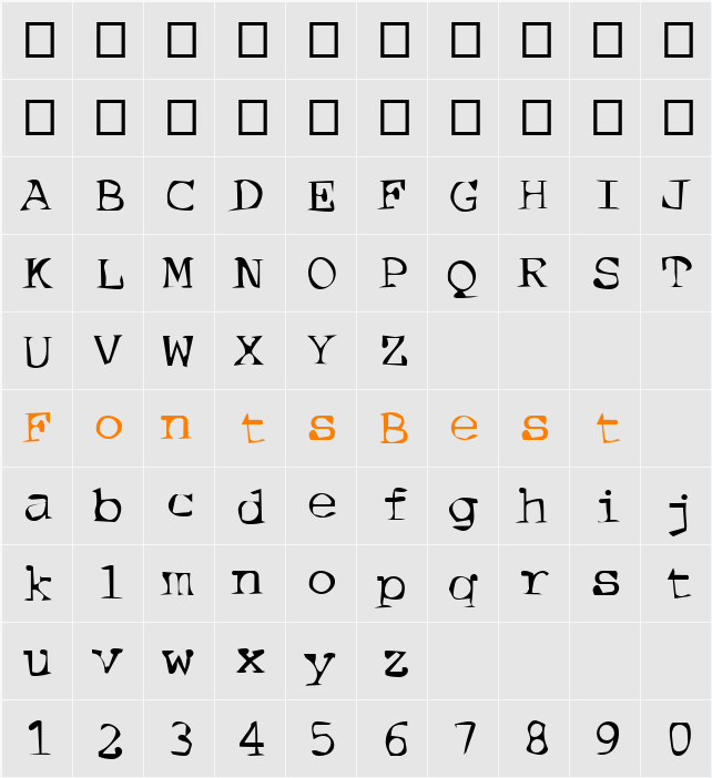 DTCDirtyM07 Character Map