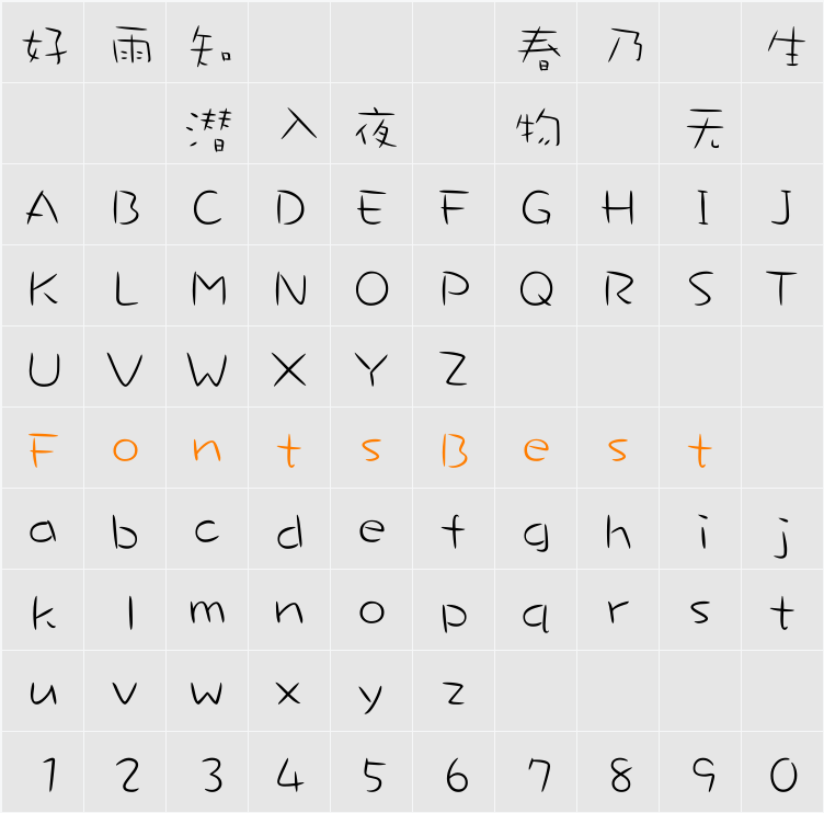 DFPTongTong-B5 Character Map