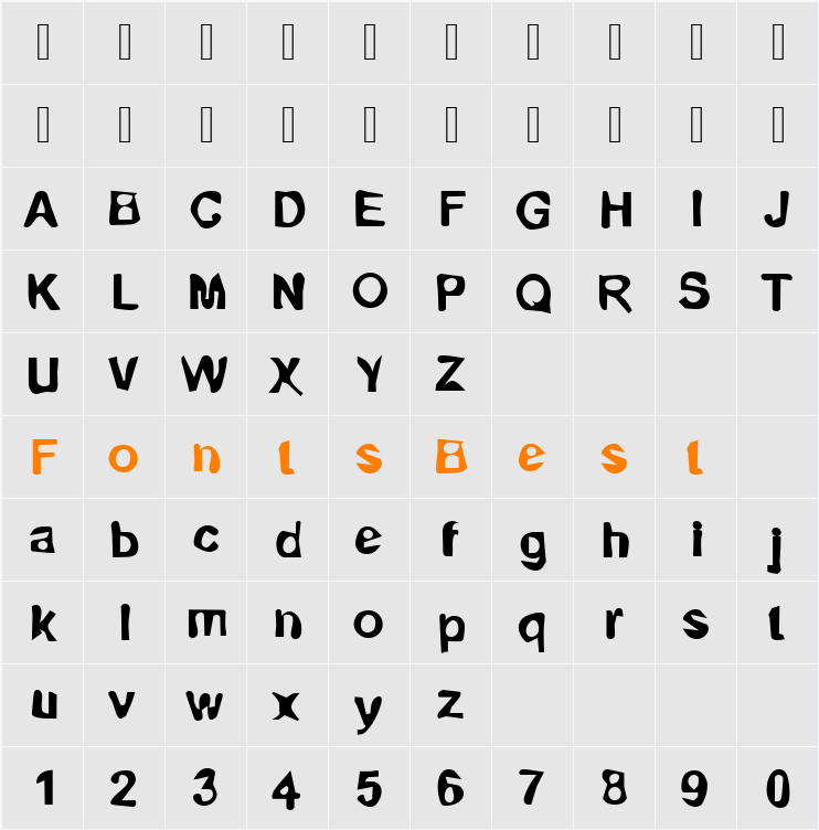 DTCDirtyM01 Character Map