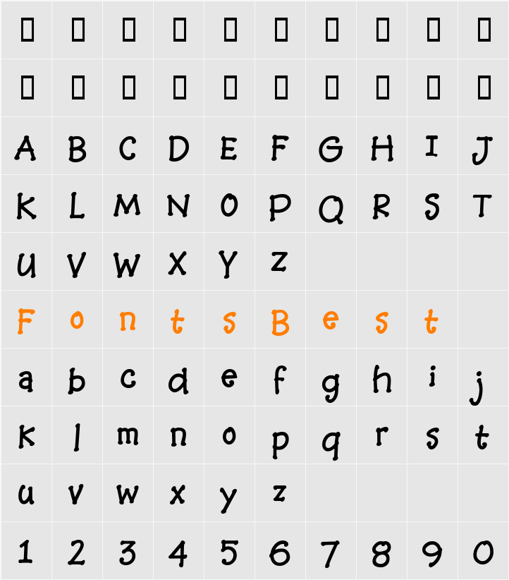 BaaBookHmkBold Character Map
