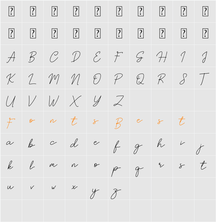 Brittney Signature Character Map