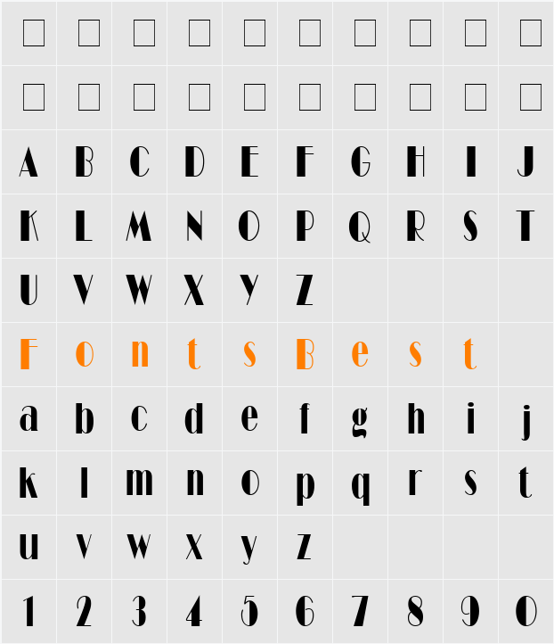 Barbe Display Condensed SSi Character Map