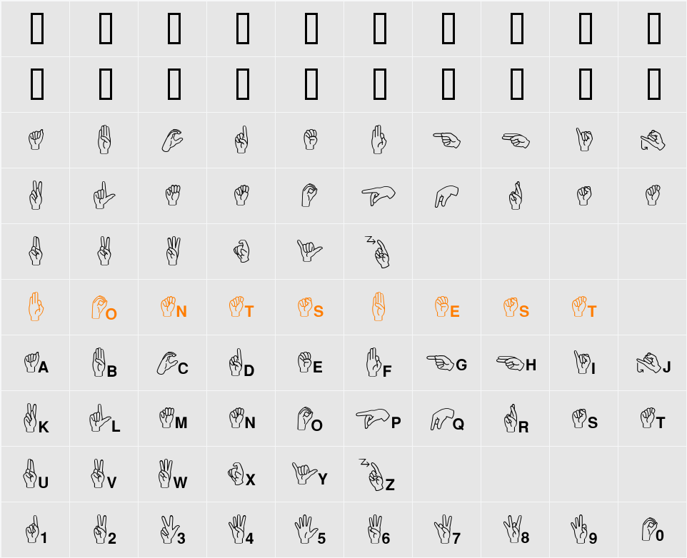 Mini Pics Character Map