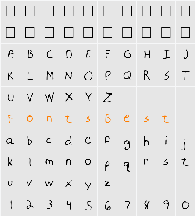 Mooner Character Map