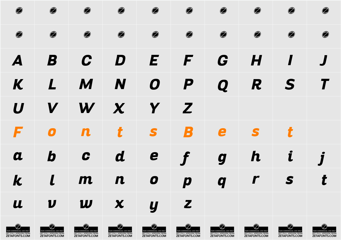 Altair ExtraBold Character Map