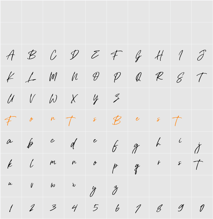 Beatrice Script Character Map