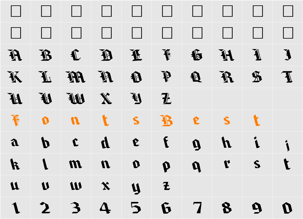 BrawnyArmsLight99 ttcon Character Map