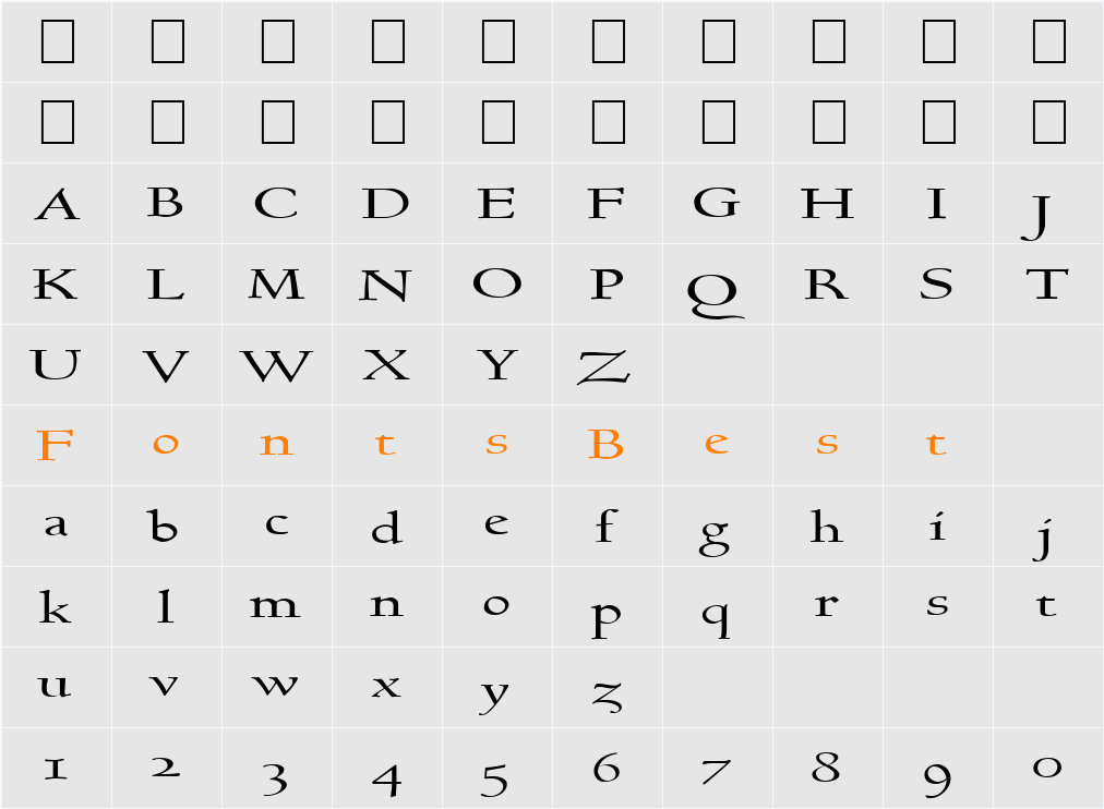 FZ ROMAN 17 EX Character Map