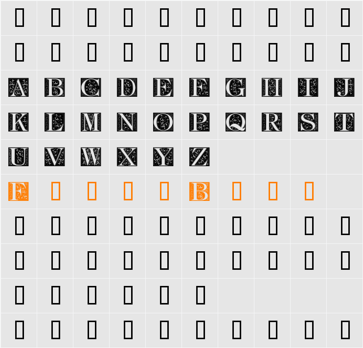 FleurCornerCaps Character Map