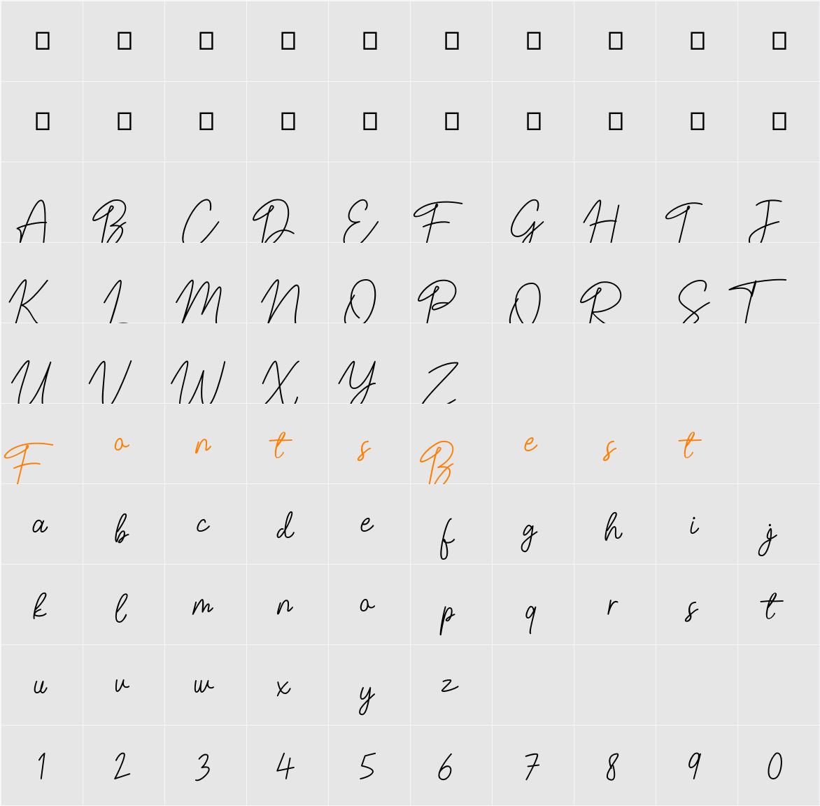 Belinday Character Map