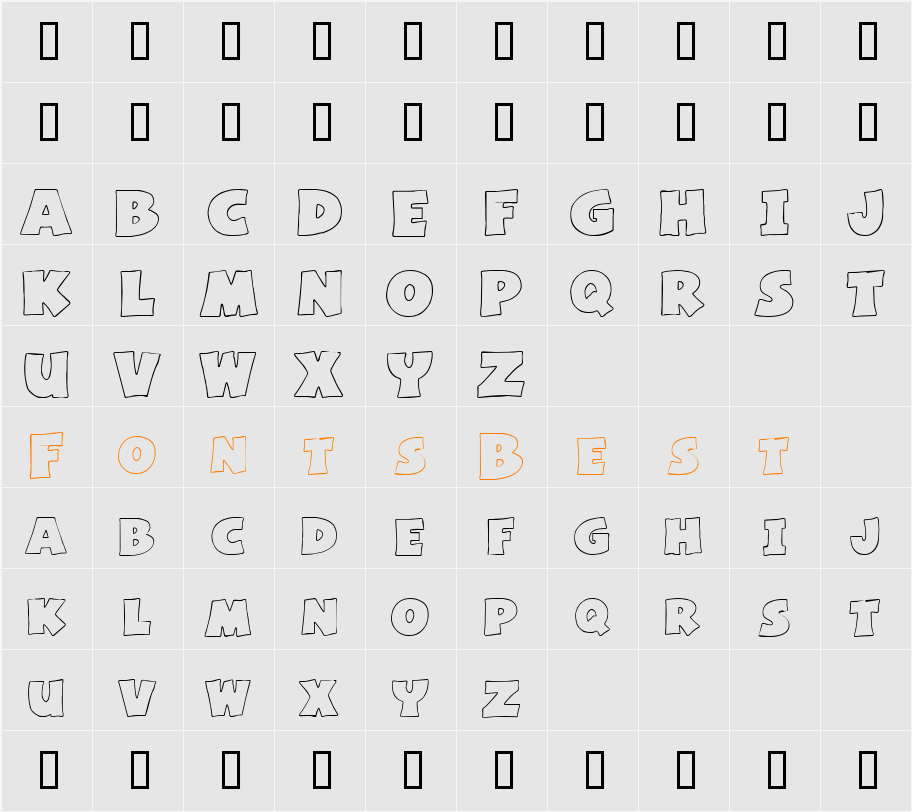 Basic Font Character Map