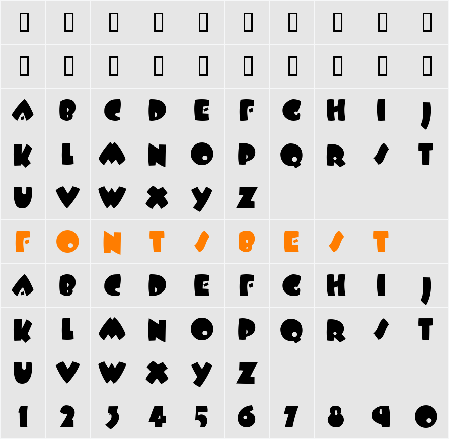 JI-Dozing Character Map