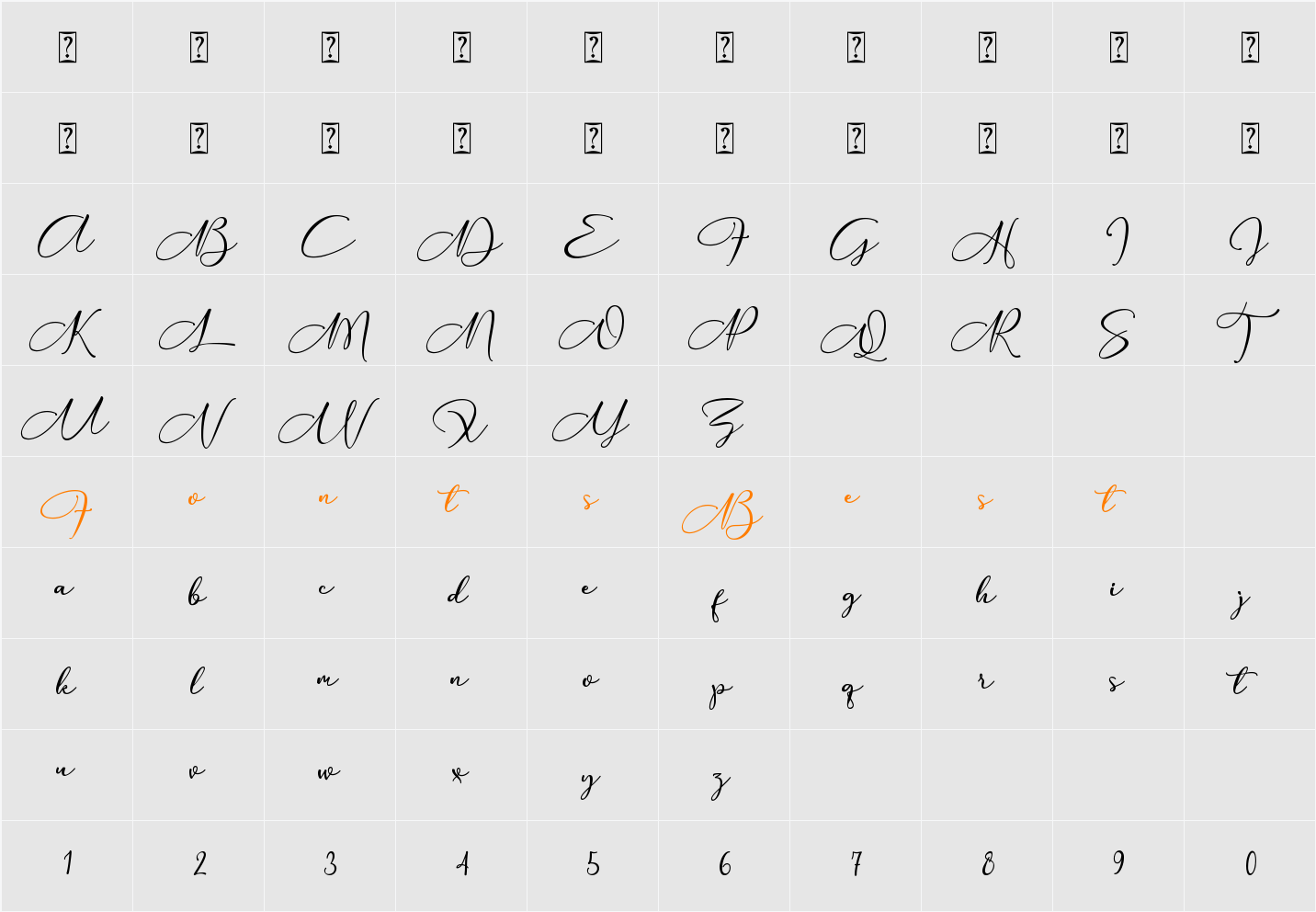 Anything Script_1 Character Map