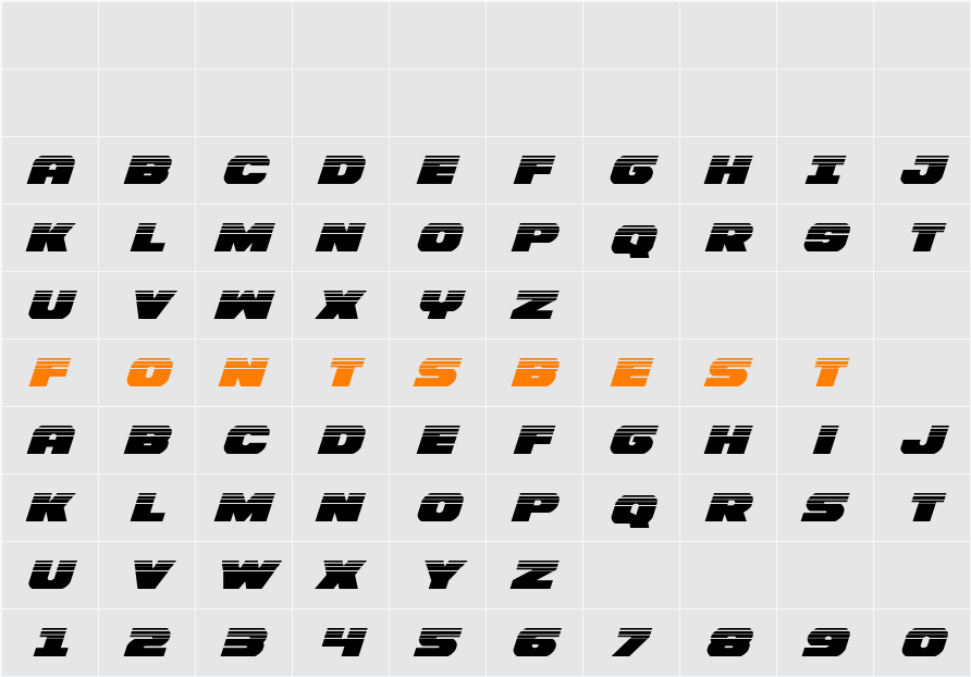Bummer Halftone Italic Character Map