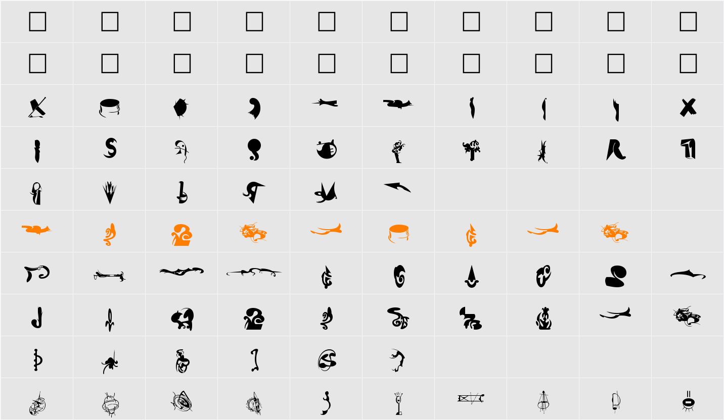 FellaToo Character Map