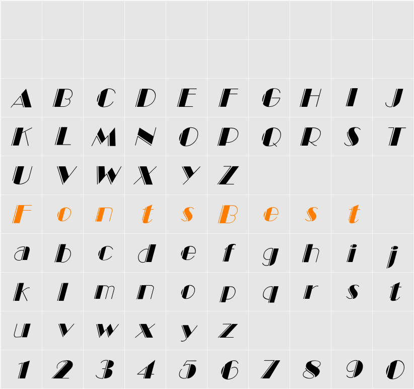 BalletEngraved-Italic Character Map
