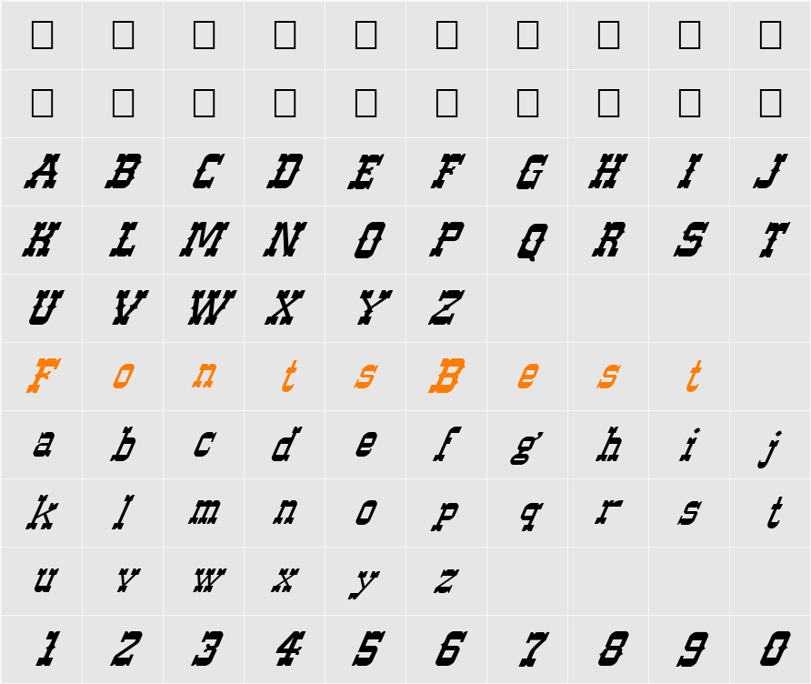 FZ JAZZY 61 ITALIC Character Map