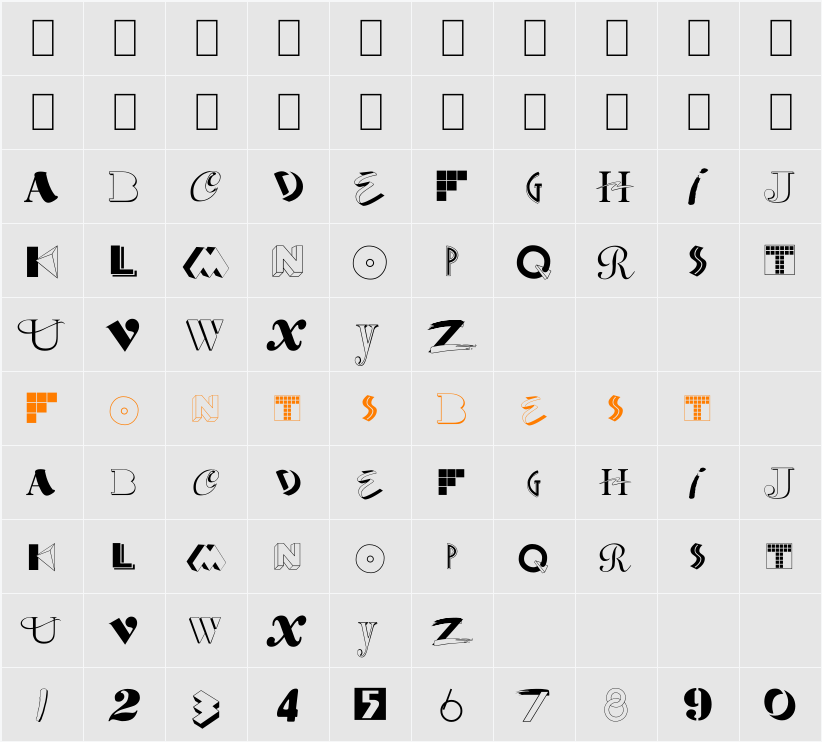 BD ModernArt Character Map