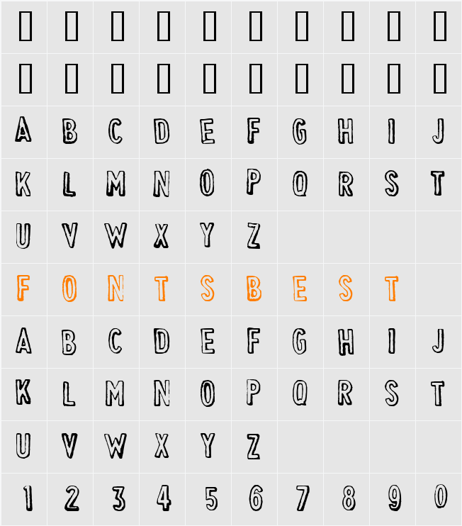 Cheapskate Outline Character Map