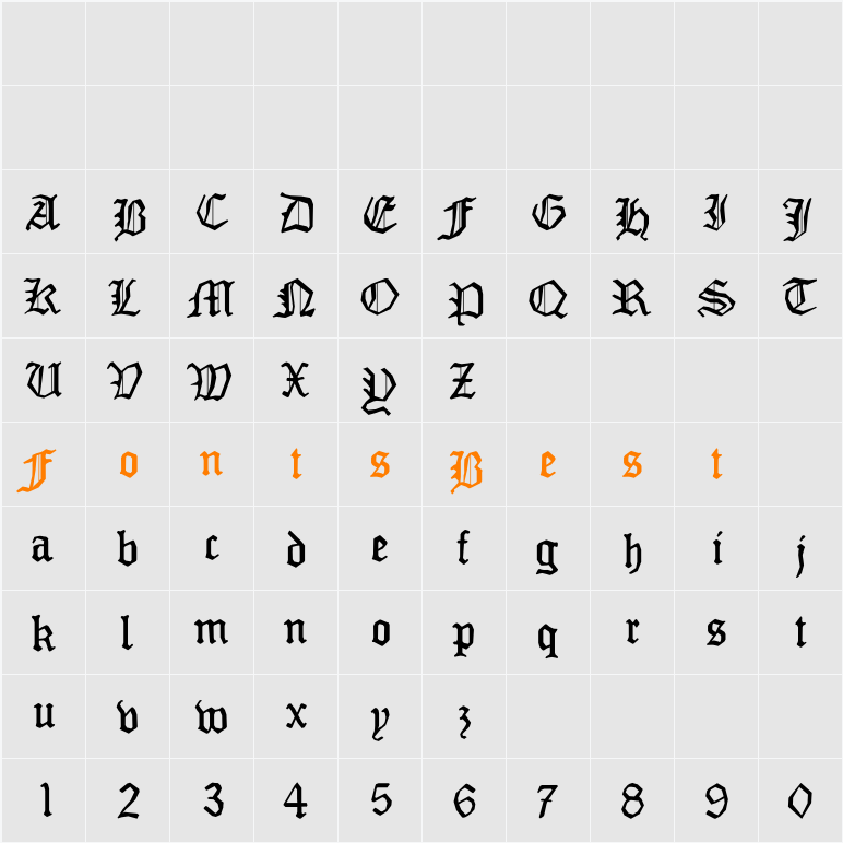 MonAmourFraktur2 Character Map