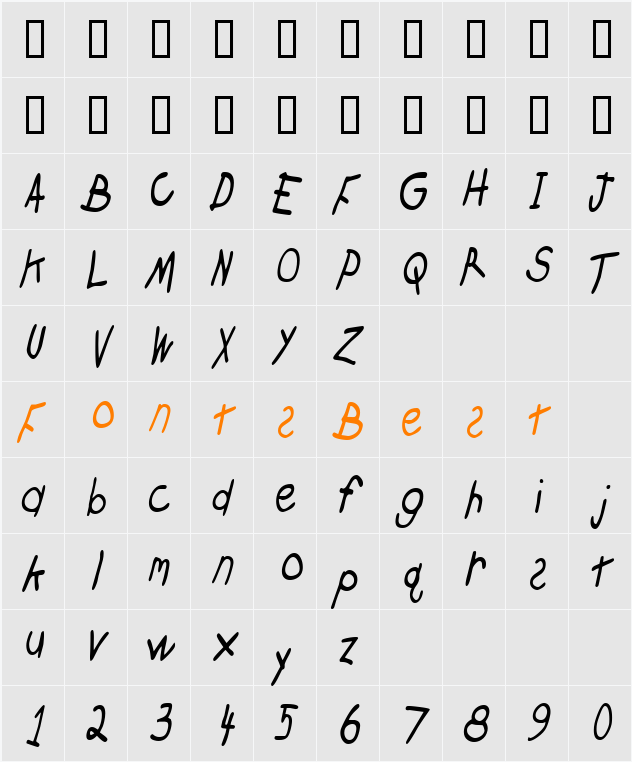 CrayonCondensed Character Map